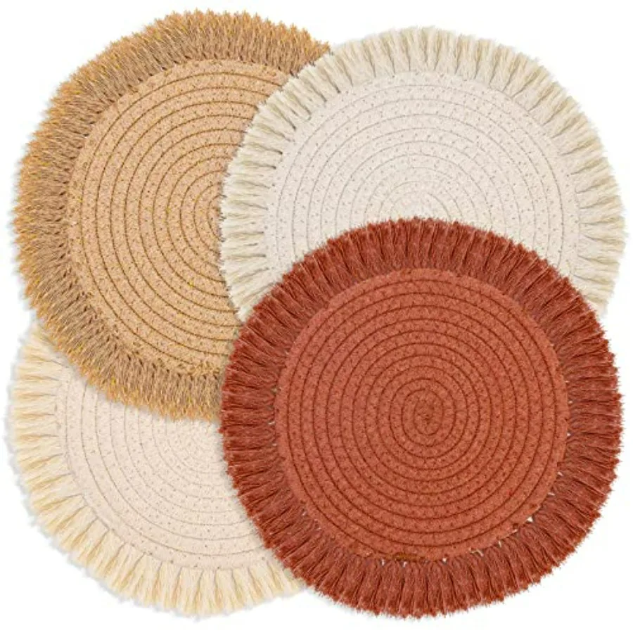 13 Inch Round Cotton Placemat Set of 4 Boho Placemats Table Mats Woven Washable Table Placemats for Fall Kitchen Dining Home Fa
13 Inch Round Cotton Placemat Set of 4 Boho Placemats Table Mats Woven Washable Table Placemats for Fall Kitchen Dining Home Fa