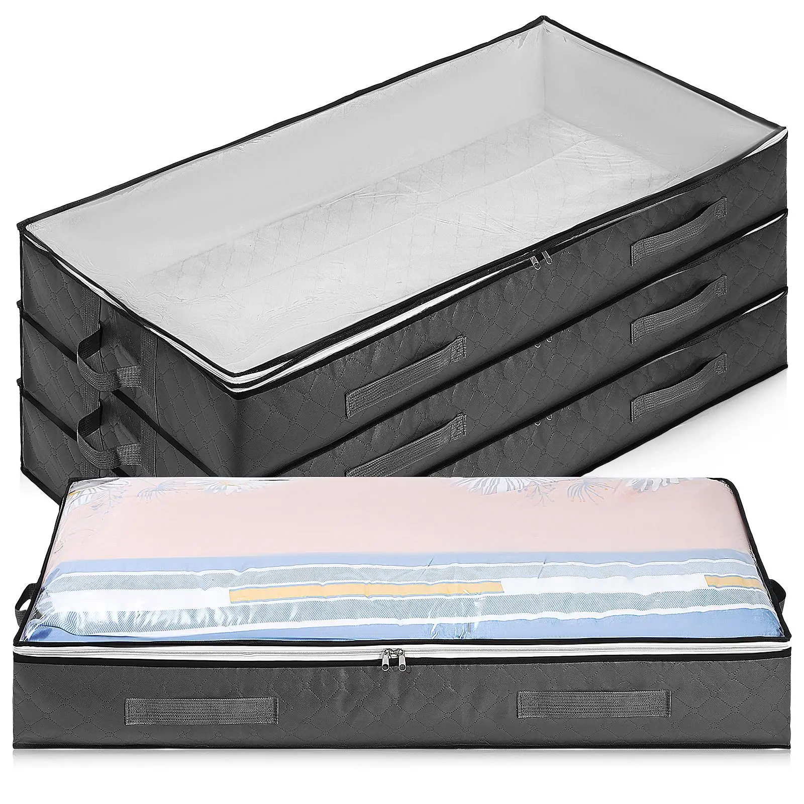 4 Pcs Under Bed Storage Bags Deep Gray H Type Non woven Fabric Large Capacity Containers Clear Window Clothes
4 Pcs Under Bed Storage Bags Deep Gray H Type Non woven Fabric Large Capacity Containers Clear Window Clothes
