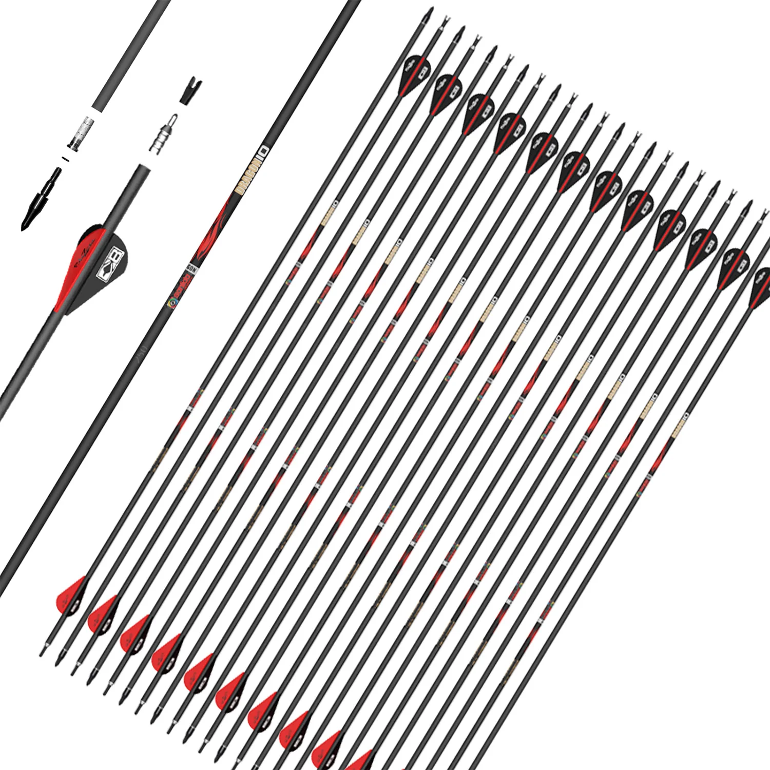 Sanlida Dragon 10 Carbon Arrows For Compound Bow Hunting Multiple Spine Options 24pcs Pack
Sanlida Dragon 10 Carbon Arrows For Compound Bow Hunting Multiple Spine Options 24pcs Pack
