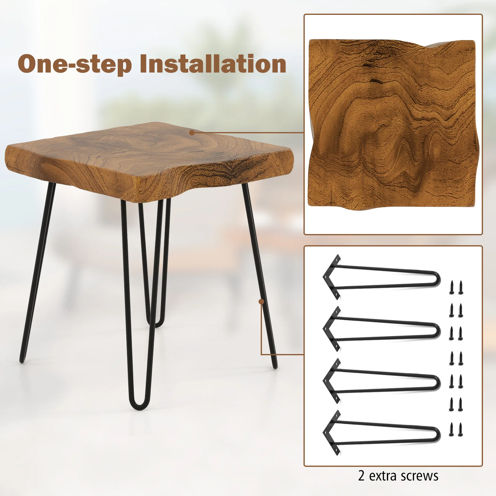 Square Reclaimed Teak Wood End Table, Solid Live Edge Accent Table with Heavy-duty Metal Legs, Rustic Plant Stand Side Table
Square Reclaimed Teak Wood End Table, Solid Live Edge Accent Table with Heavy-duty Metal Legs, Rustic Plant Stand Side Table