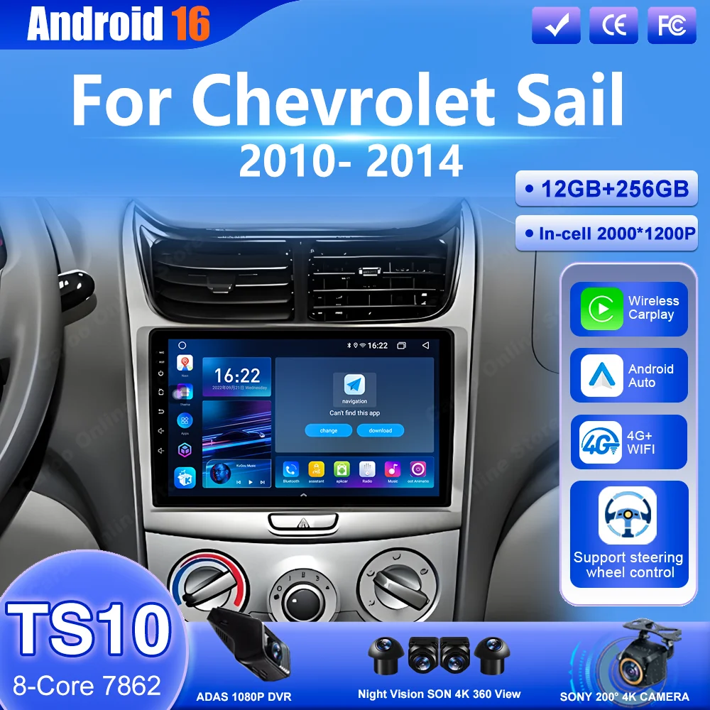 Android 16 For Chevrolet Sail 2010 2011 2012 2013 2014 Car GPS Navigation Carplay Multimedia Video Player 4G Wifi Touch Screen
Android 16 For Chevrolet Sail 2010 2011 2012 2013 2014 Car GPS Navigation Carplay Multimedia Video Player 4G Wifi Touch Screen