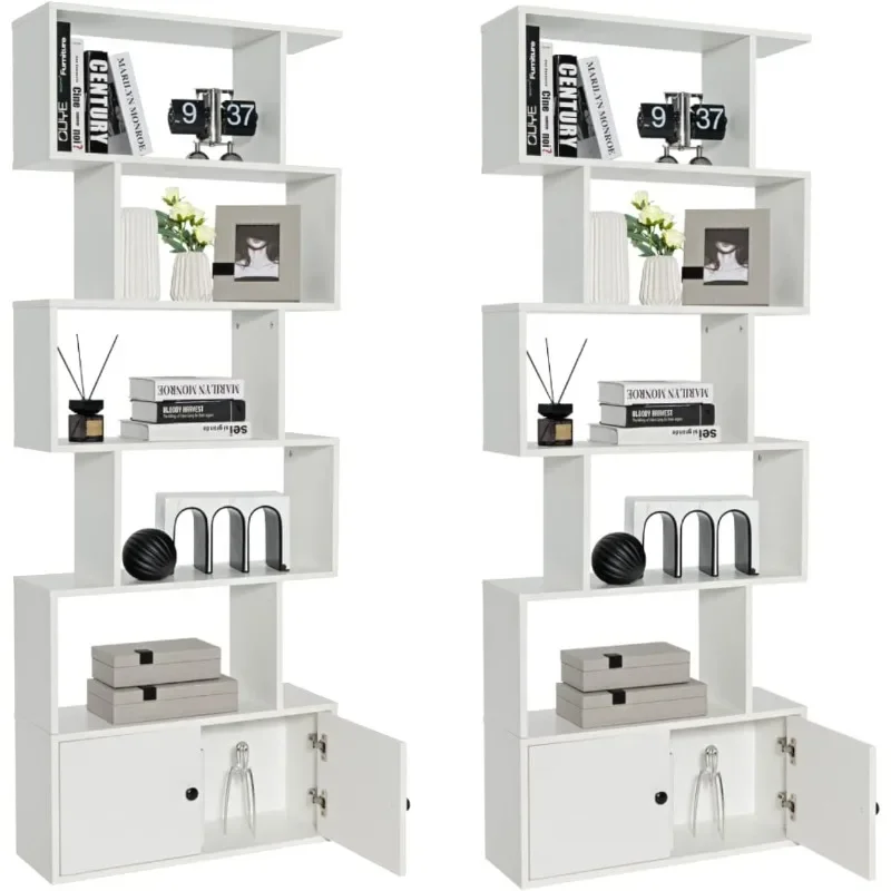 S Shaped Bookshelf with Cabinet, 6-Tier Bookcase with Doors, Freestanding Geometric Bookshelves for Living Room, Anti-toppling
S Shaped Bookshelf with Cabinet, 6-Tier Bookcase with Doors, Freestanding Geometric Bookshelves for Living Room, Anti-toppling