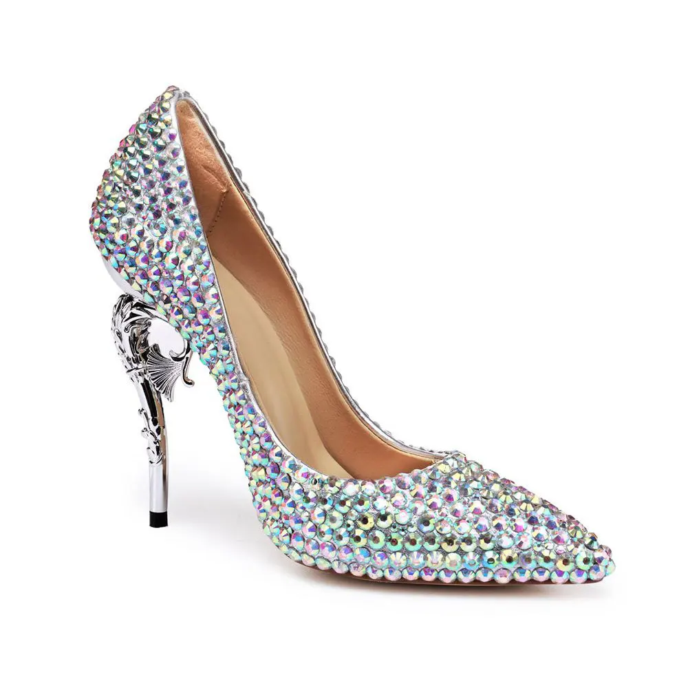Multicolored Rhinestone Upper Strange Metal Curved Seahorse-shape Heels Pumps Rubber Antiskid Slip-on Wedding Party Shoes Women
Multicolored Rhinestone Upper Strange Metal Curved Seahorse-shape Heels Pumps Rubber Antiskid Slip-on Wedding Party Shoes Women