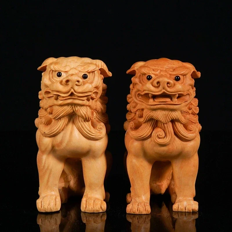 A Pair of Lions, Chinese Stone Lions Solid Wood Carving Feng Shui Handicraft Collection
A Pair of Lions, Chinese Stone Lions Solid Wood Carving Feng Shui Handicraft Collection