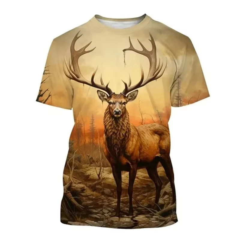Deer 3D Printing T-shirt Funny Animal Hunting Graphic Short Sleeve Round Neck Tee Shirt Men's Outdoor Trend Personality Tees
Deer 3D Printing T-shirt Funny Animal Hunting Graphic Short Sleeve Round Neck Tee Shirt Men's Outdoor Trend Personality Tees