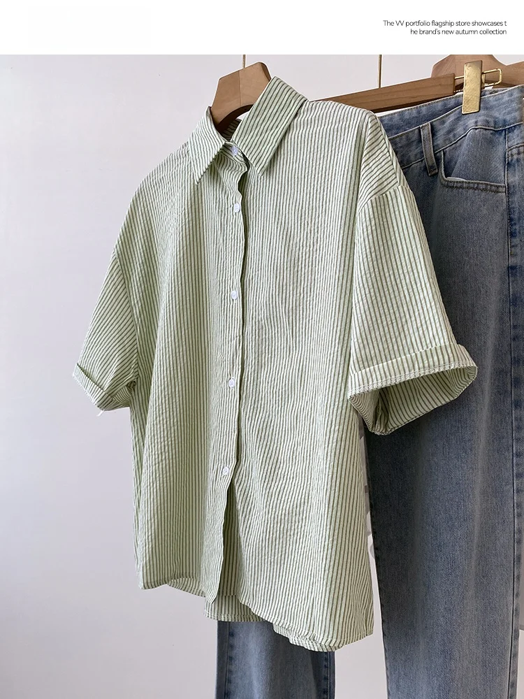 Korean Style Striped Versatile Short Sleeve Women's Shirt Loose Fit Summer New Design Trendy Popular Casual Fashion Top
Korean Style Striped Versatile Short Sleeve Women's Shirt Loose Fit Summer New Design Trendy Popular Casual Fashion Top