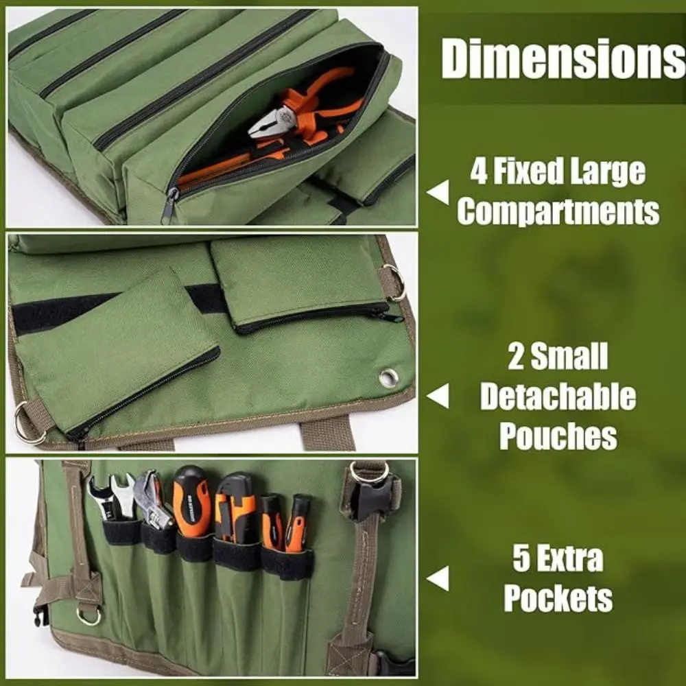 Lightweight Roll Up Tool Bag Oxford Cloth Heavy Duty Tool Roll Organizer Large Size Multiple Pockets Wrench Pouch
Lightweight Roll Up Tool Bag Oxford Cloth Heavy Duty Tool Roll Organizer Large Size Multiple Pockets Wrench Pouch