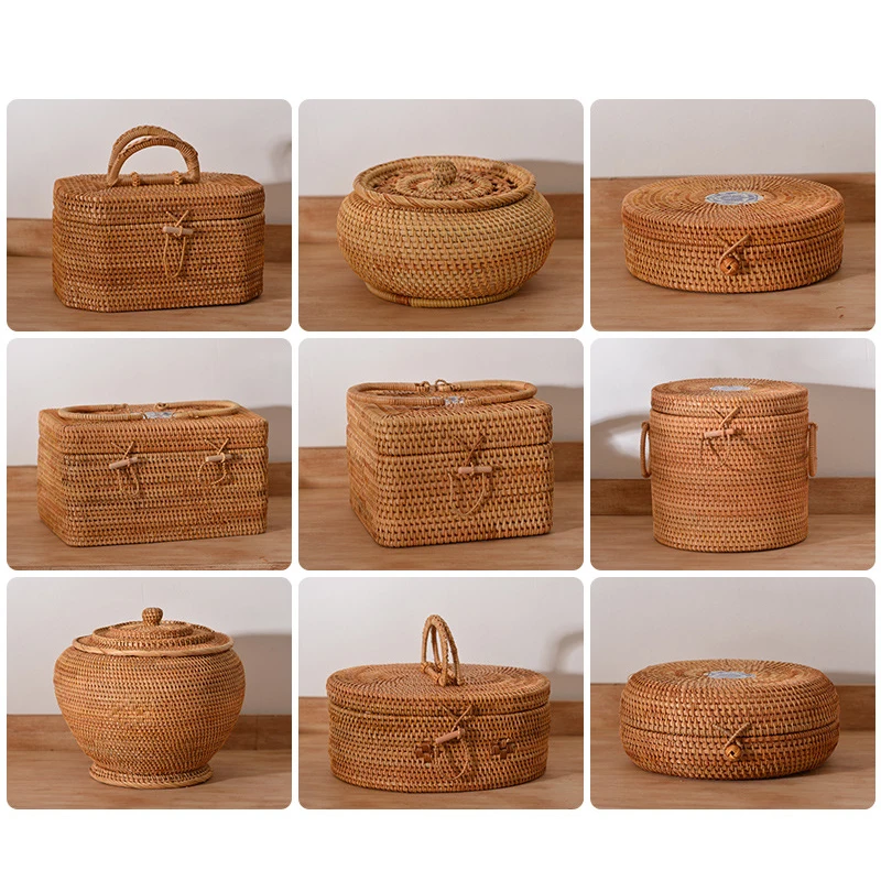 Round Rattan Woven Basket with Lid, Wicker Fruit Boxes, Decorative Tray Lids, Sundries Storage, Mini Snack Bread Organizer
Round Rattan Woven Basket with Lid, Wicker Fruit Boxes, Decorative Tray Lids, Sundries Storage, Mini Snack Bread Organizer