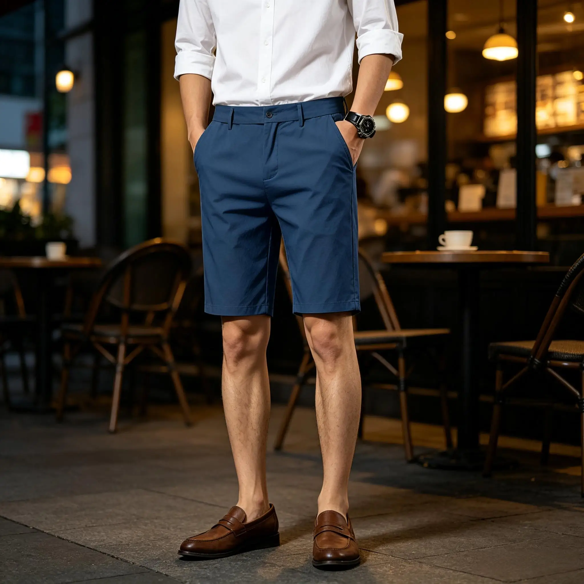 Men Cotton Solid Knee Length Bermuda Shorts Straight Chino Shorts Front Back Pockets Breathable Summer Beach Daily Casual Shorts
Men Cotton Solid Knee Length Bermuda Shorts Straight Chino Shorts Front Back Pockets Breathable Summer Beach Daily Casual Shorts