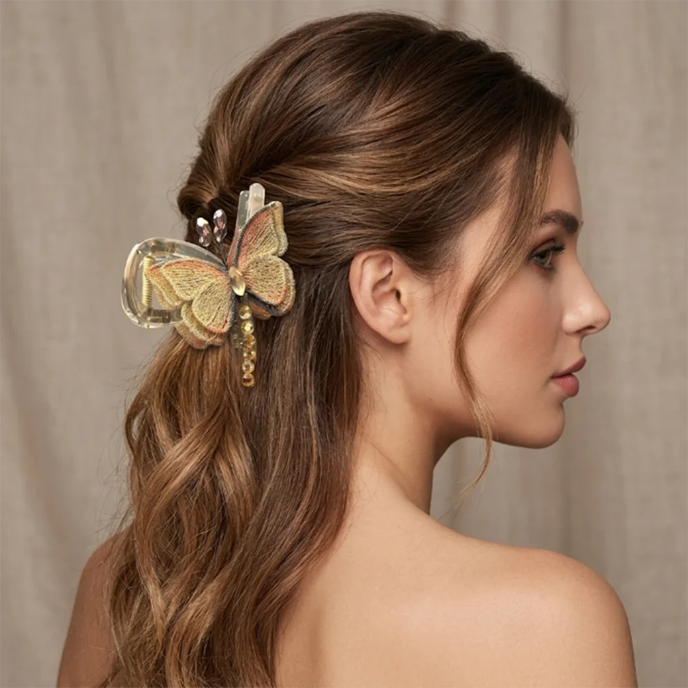 1pc Fallen Butterfly Temperament Retro Style Embroidered Butterfly Clip Spring Hair Accessories Hair Claw for Women Girls
1pc Fallen Butterfly Temperament Retro Style Embroidered Butterfly Clip Spring Hair Accessories Hair Claw for Women Girls