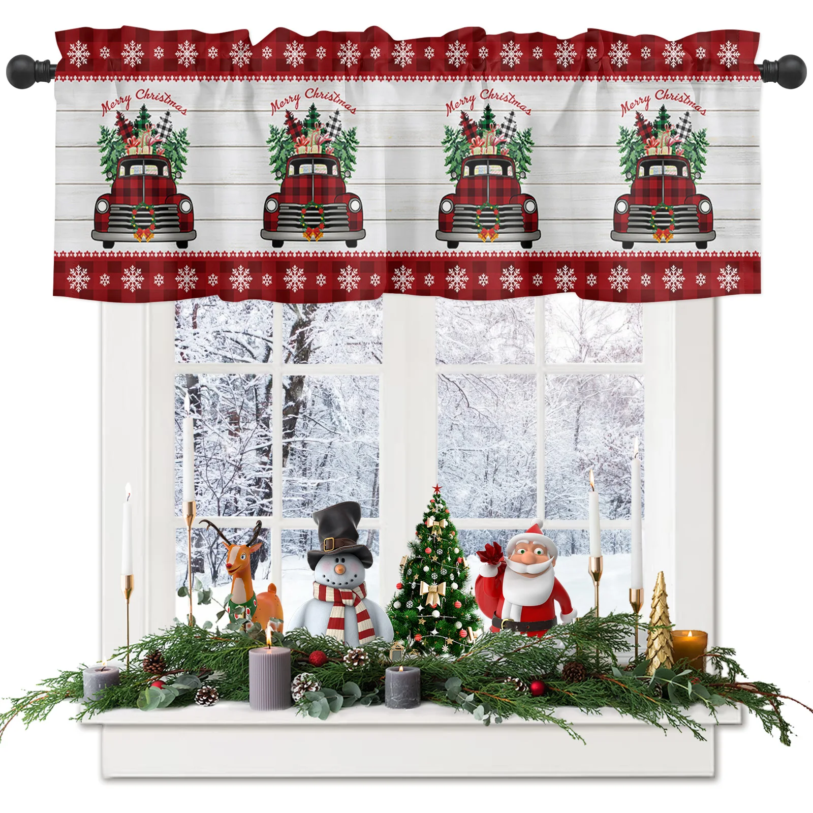 ZEDLIYU Valances for Windows Kitchen Living Room Small Window Valance Merry Christmas Red Truck 1 Panel, 54 x 18 Inch
ZEDLIYU Valances for Windows Kitchen Living Room Small Window Valance Merry Christmas Red Truck 1 Panel, 54 x 18 Inch