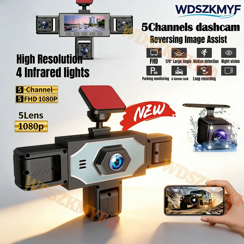 New 5Lens Car DVR 1080P Video Recorder 360° WIFI Dash Cam Front right left inside With Rear View camera car electronics
New 5Lens Car DVR 1080P Video Recorder 360° WIFI Dash Cam Front right left inside With Rear View camera car electronics
