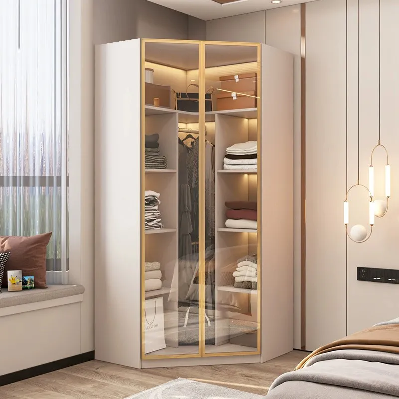 Corner wardrobe household bedroom light luxury glass door corner cabinet 90 degrees corner small apartment multi-functional lock
Corner wardrobe household bedroom light luxury glass door corner cabinet 90 degrees corner small apartment multi-functional lock