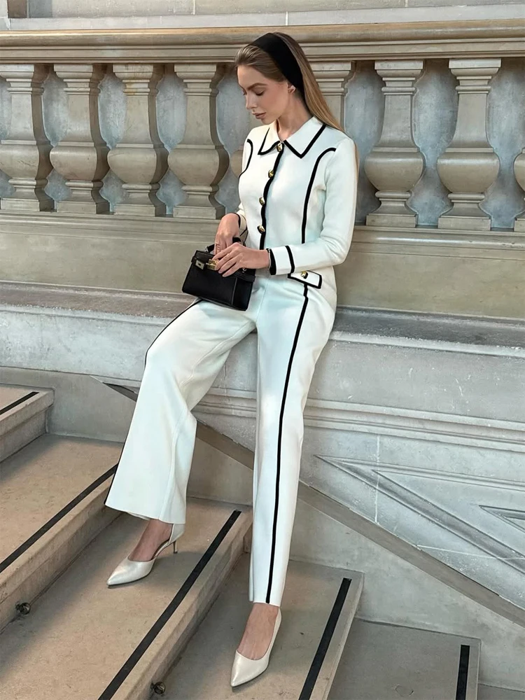 Casual Knitted Long Pants Set Chic Lady Lapel Single Breasted Short Cardigan High Waist Trousers Suit 2026 New Commute Outfits
Casual Knitted Long Pants Set Chic Lady Lapel Single Breasted Short Cardigan High Waist Trousers Suit 2026 New Commute Outfits