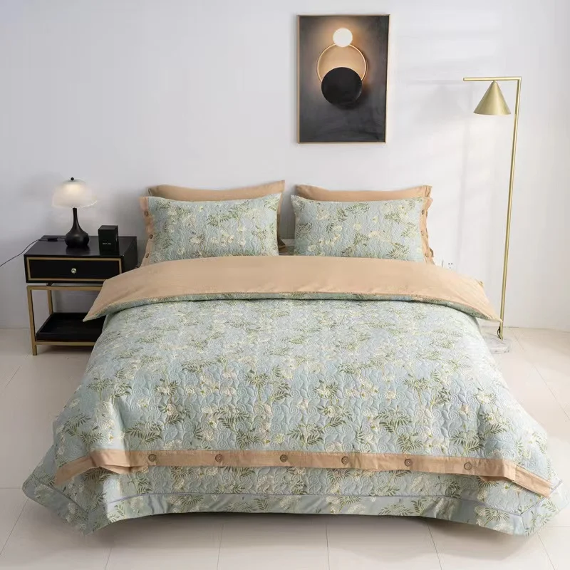 High Grade Home Textile Polyester Bedding Sets Plant Print Quilted Quilt Bedding Set 3 Pieces Washable Cotton Fill Bedspread Set
High Grade Home Textile Polyester Bedding Sets Plant Print Quilted Quilt Bedding Set 3 Pieces Washable Cotton Fill Bedspread Set