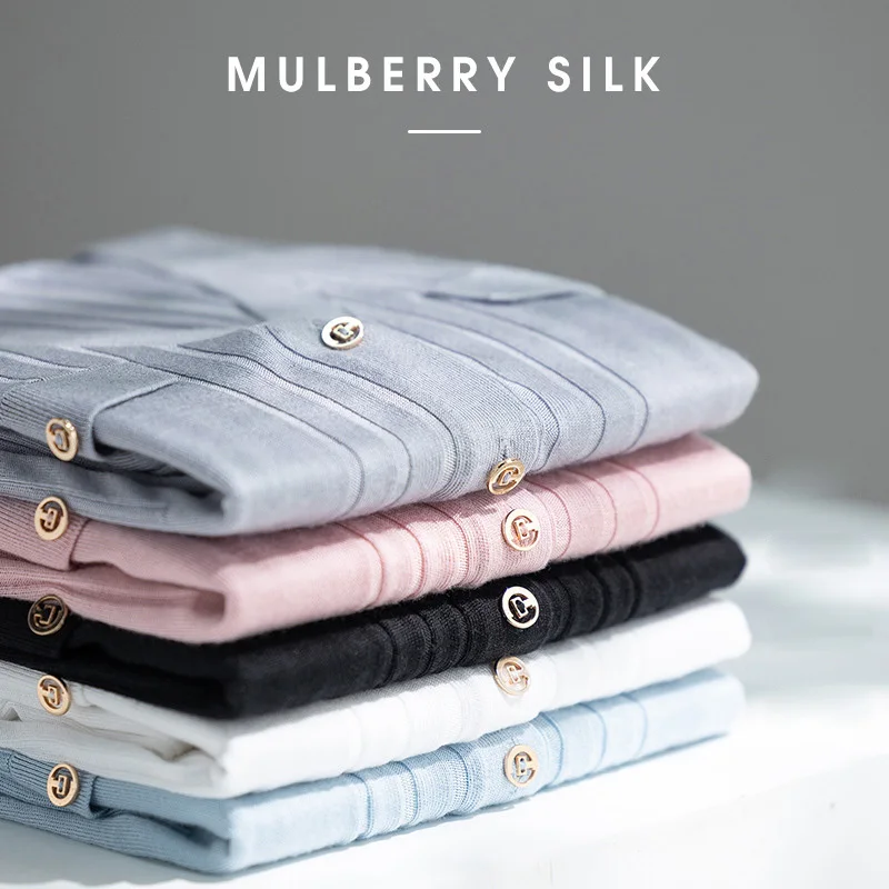 Spring Thin 6% Silk Cardigan Women V-neck Single Breasted Pocket Long Sleeve Elegant Knitted Tops
Spring Thin 6% Silk Cardigan Women V-neck Single Breasted Pocket Long Sleeve Elegant Knitted Tops