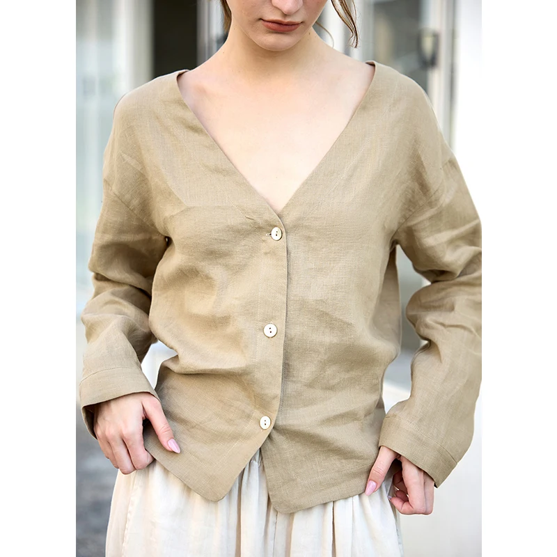100% Linen V-Neck Long Sleeve Shirt Women's Top Spring Summer New Casual Loose Fit Sun Protection Cardigan Buttons Shirts
100% Linen V-Neck Long Sleeve Shirt Women's Top Spring Summer New Casual Loose Fit Sun Protection Cardigan Buttons Shirts