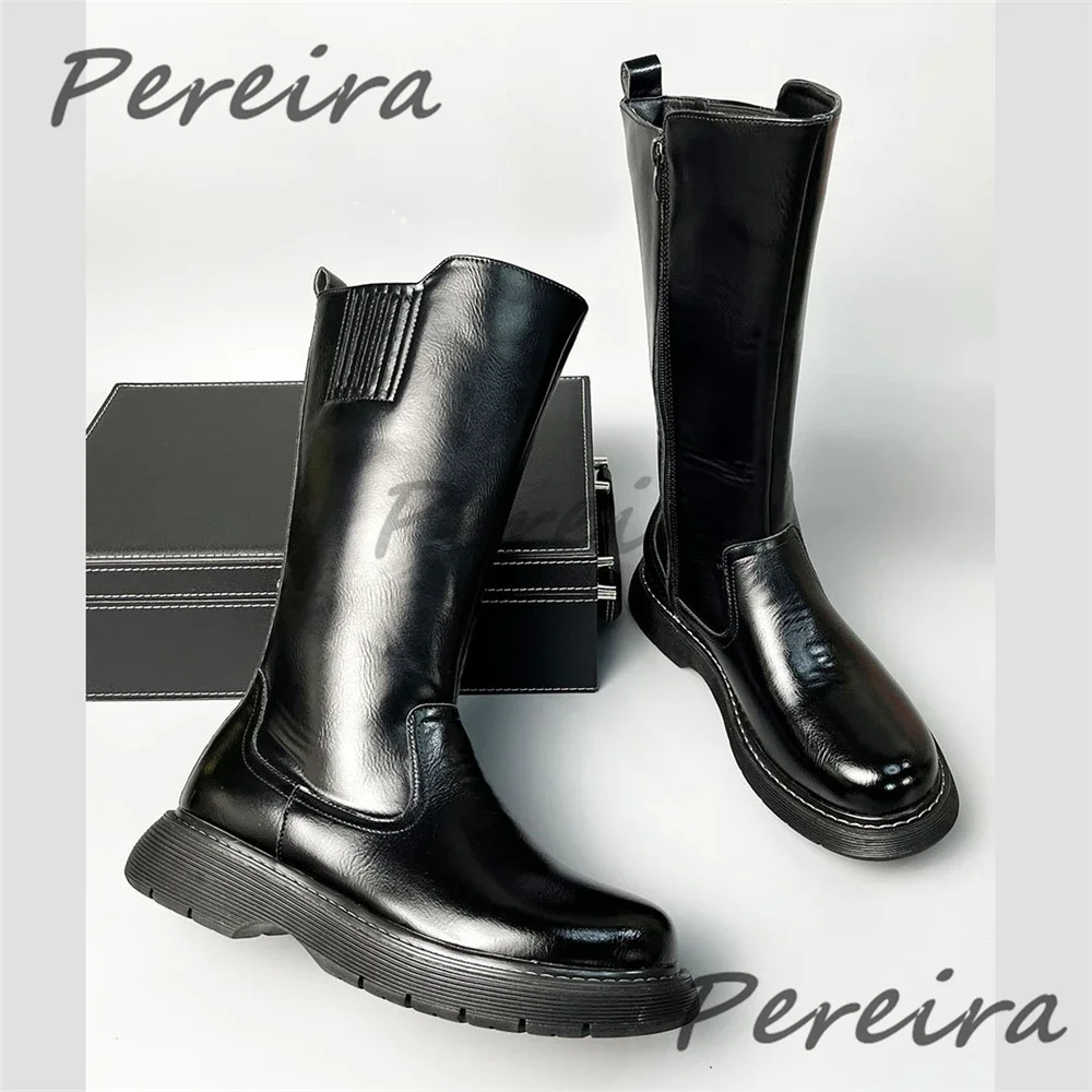 Осень-зима, новые мужские рыцарские ботинки на толстой подошве, модные длинные ботинки с круглым носком и боковой молнией, черные мотоциклетные ботинки из искусственной кожи 
Осень-зима, новые мужские рыцарские ботинки на толстой подошве, модные длинные ботинки с круглым носком и боковой молнией, черные мотоциклетные ботинки из искусственной кожи