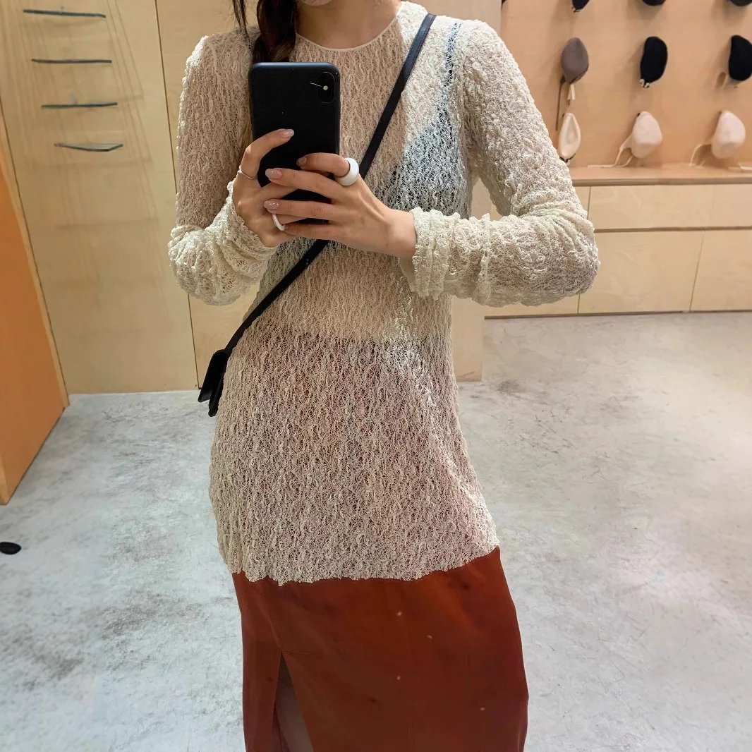 Nini Lightweight Soft Hollow out Lace Knitted Base irt Women's Ele Faionable Base Top Asymmetrical Design Slim Fit
Nini Lightweight Soft Hollow out Lace Knitted Base irt Women's Ele Faionable Base Top Asymmetrical Design Slim Fit