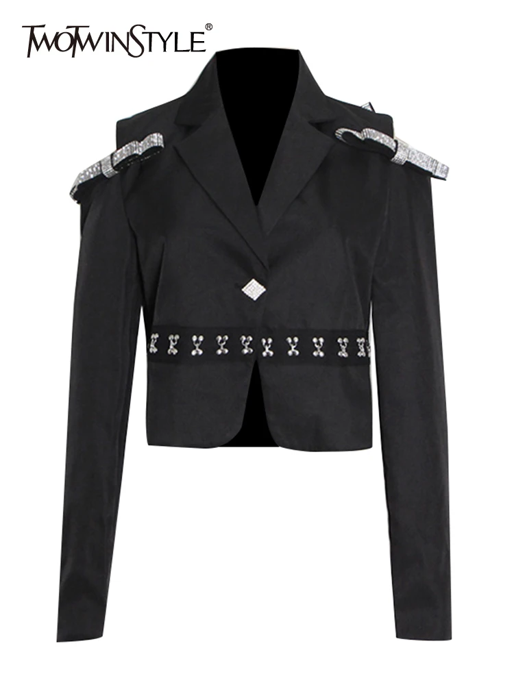 TWOTWINSTYLE Patchwork Bow Blazers For Women Notched Collar Long Sleeve Single Breasted Casual Slim Blazer Female Autumn 2022
TWOTWINSTYLE Patchwork Bow Blazers For Women Notched Collar Long Sleeve Single Breasted Casual Slim Blazer Female Autumn 2022