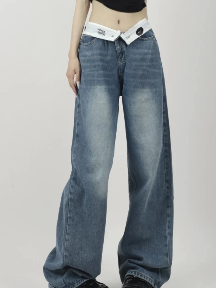 HOUZHOU Y2k Vintage Women Jeans Flanged Design Harajuku High Waist Korean Fashion Denim Pants Baggy Wide Leg Streetwear Spring
HOUZHOU Y2k Vintage Women Jeans Flanged Design Harajuku High Waist Korean Fashion Denim Pants Baggy Wide Leg Streetwear Spring