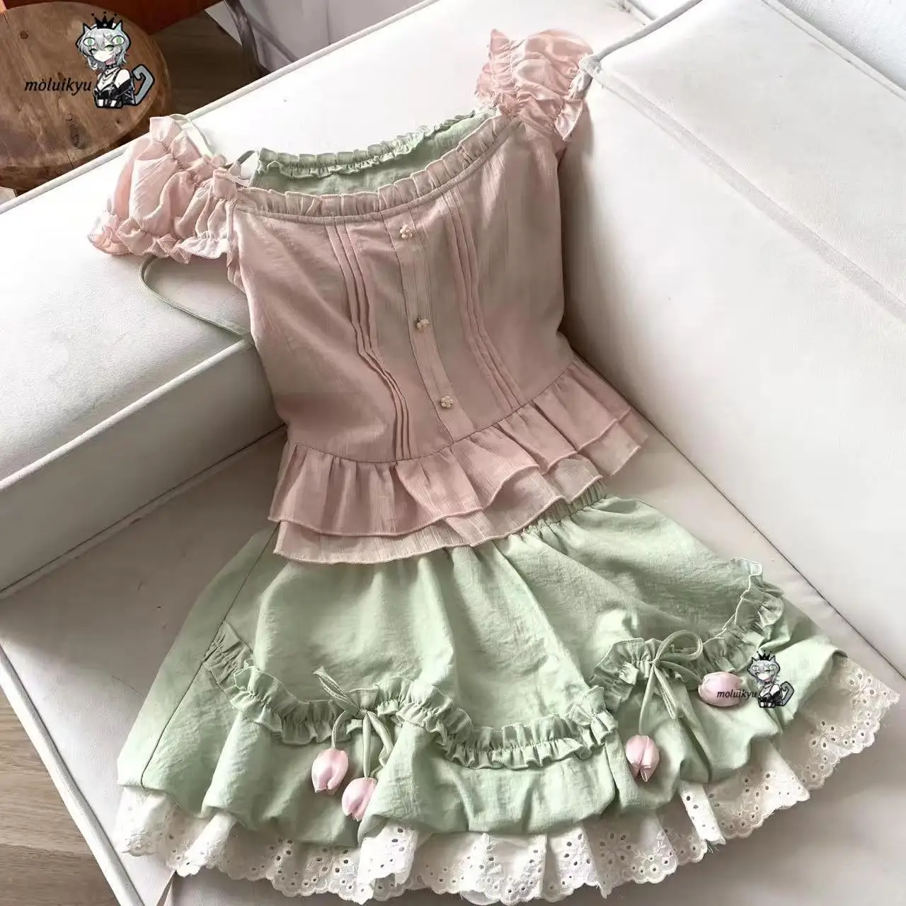 2Pcs Japanese Sweet Women Slim Ruffle Top + Lace Layered Mini Skirt Set Female Harajuku Casual Summer Kawaii Fashion Outfits
2Pcs Japanese Sweet Women Slim Ruffle Top + Lace Layered Mini Skirt Set Female Harajuku Casual Summer Kawaii Fashion Outfits