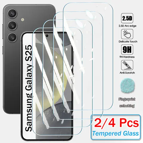 2/4Pcs Tempered Glass Screen Protector For Samsung Galaxy S25 S24 Plus Ultra S23 S22 Plus FE Clear Protective Cover Glass Film