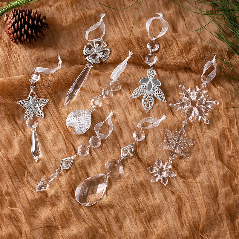 Transparent Acrylic Indoor Snowflake Crystal Ice Pendant Pearl Water Drop Hanging String Christmas Tree Ornament Pendant
Transparent Acrylic Indoor Snowflake Crystal Ice Pendant Pearl Water Drop Hanging String Christmas Tree Ornament Pendant