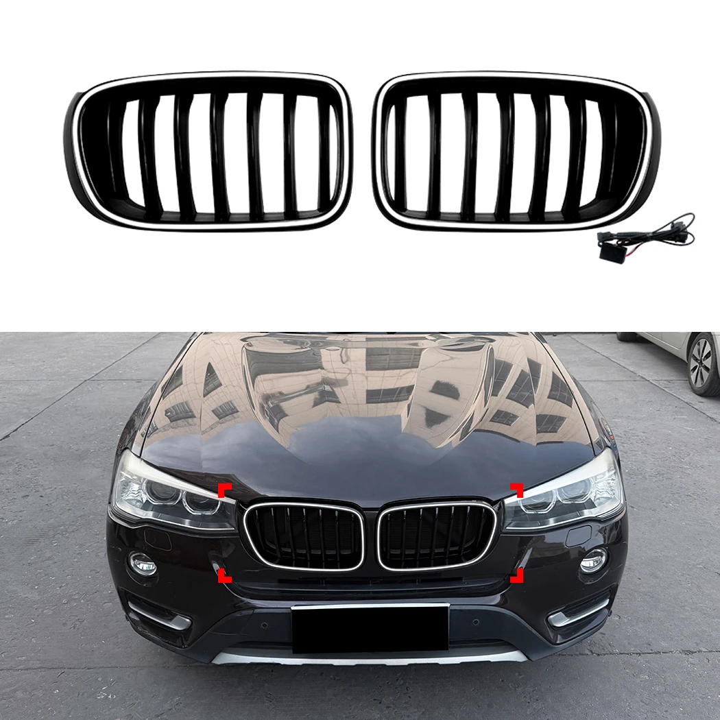 With LED Light Front Grille Grills Gloss Black For BMW X3 F25 X4 F26 LCI 2014-2017 Front Racing Grille Accessories
With LED Light Front Grille Grills Gloss Black For BMW X3 F25 X4 F26 LCI 2014-2017 Front Racing Grille Accessories