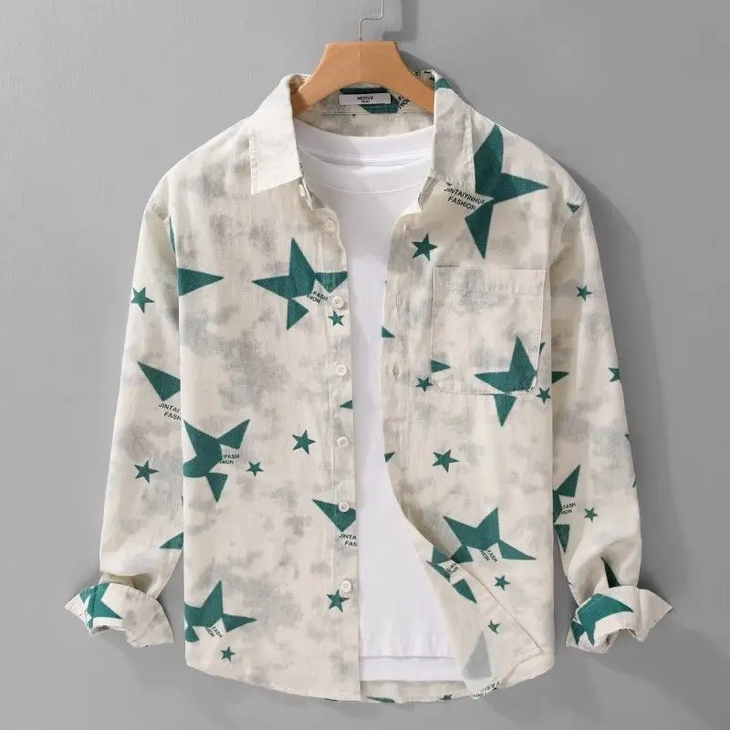 Spring American Style Men's Long Sleeve Shirt Casual Star Print Loose Fit Breathable Polyester Fiber Spring Autumn Winter Sui...
Spring American Style Men's Long Sleeve Shirt Casual Star Print Loose Fit Breathable Polyester Fiber Spring Autumn Winter Sui...
