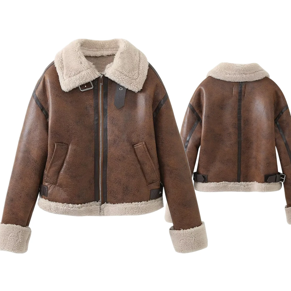 Dave&Di Fashion Girls Coat Autumn Winter Plush Jacket Vintage Leather Brown Motorcycle Jacket Women
Dave&Di Fashion Girls Coat Autumn Winter Plush Jacket Vintage Leather Brown Motorcycle Jacket Women