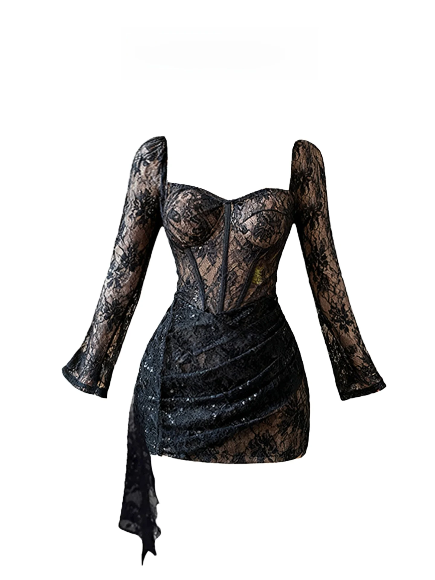 HEZA Lace Fibone ort Dr Women's plus Size Sexy Uneven Hemline French Sle Polyester Fiber Long Sve Autumn Dr
HEZA Lace Fibone ort Dr Women's plus Size Sexy Uneven Hemline French Sle Polyester Fiber Long Sve Autumn Dr