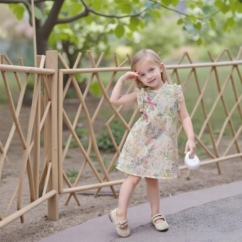 Children2025Summer Dress for Girls with Lace Trim, Sleeveless Stand Collar Dress, Baby Bowknot Sweet Print
Children2025Summer Dress for Girls with Lace Trim, Sleeveless Stand Collar Dress, Baby Bowknot Sweet Print