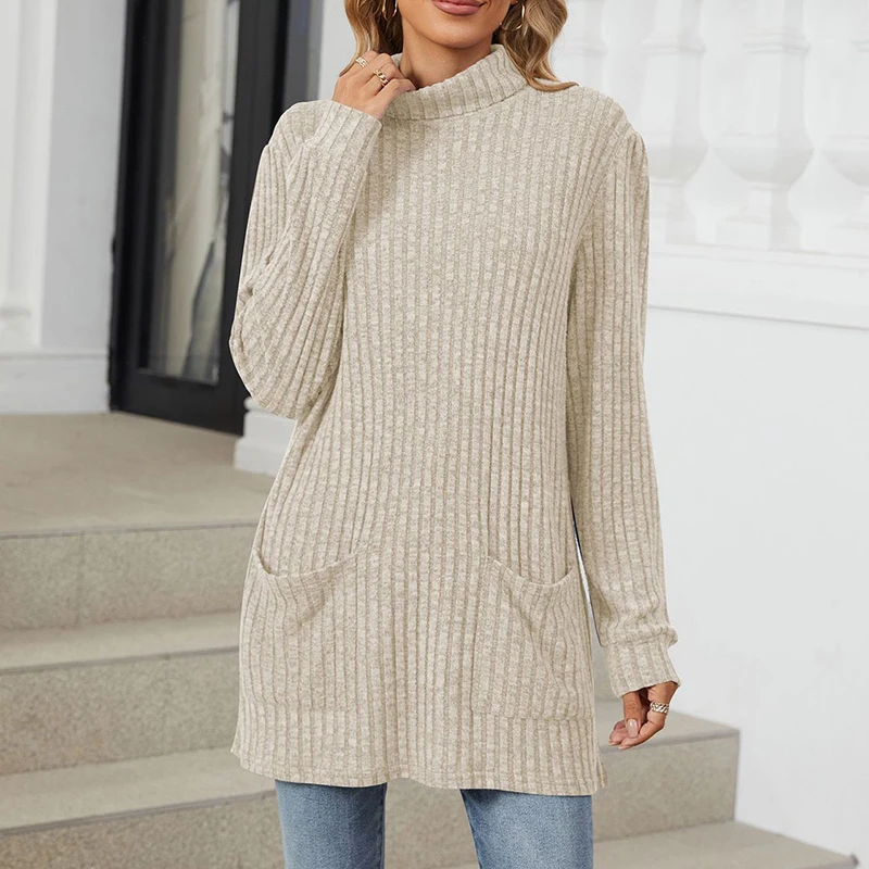 EVNISI Autumn Winter Women Sweater Casual Long Sleeve T-Shirts Female Knitted Loose Tops With Pockets Turtleneck Warm Pullovers
EVNISI Autumn Winter Women Sweater Casual Long Sleeve T-Shirts Female Knitted Loose Tops With Pockets Turtleneck Warm Pullovers