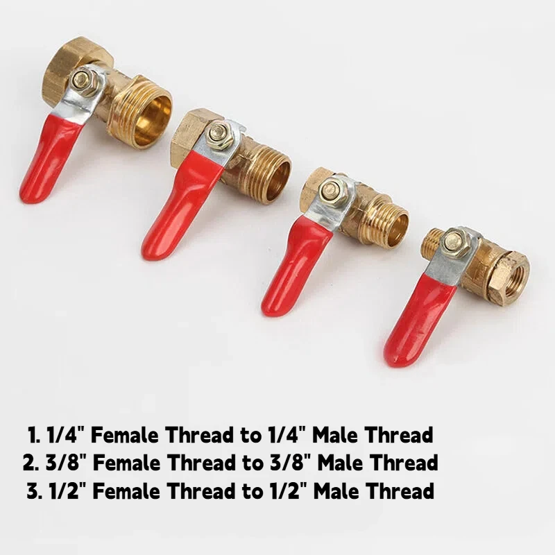 Mini Red handle 1/4'' 3/8'' 1/2' BSP Female/Male Thread Pneumatic Ball Valve Brass Connector Joint Copper Pipe Fitting Adapter
Mini Red handle 1/4'' 3/8'' 1/2' BSP Female/Male Thread Pneumatic Ball Valve Brass Connector Joint Copper Pipe Fitting Adapter