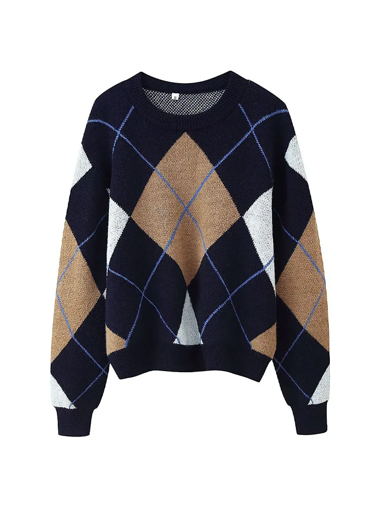 HH Woman Autumn Versatile Diamond Pattern Round Neck Long Sleeves Inner Wear Sweater Female Casual Street Style Pullover Sweater
HH Woman Autumn Versatile Diamond Pattern Round Neck Long Sleeves Inner Wear Sweater Female Casual Street Style Pullover Sweater