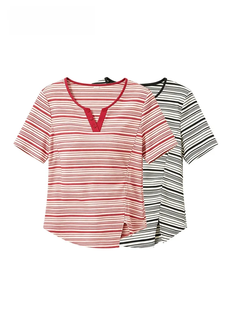 plus Size Women's Short Sleeve T-Shirt Striped Slimming Summer Fashion Top Shoulder Width Regular Polyester Fiber V-Neck
plus Size Women's Short Sleeve T-Shirt Striped Slimming Summer Fashion Top Shoulder Width Regular Polyester Fiber V-Neck
