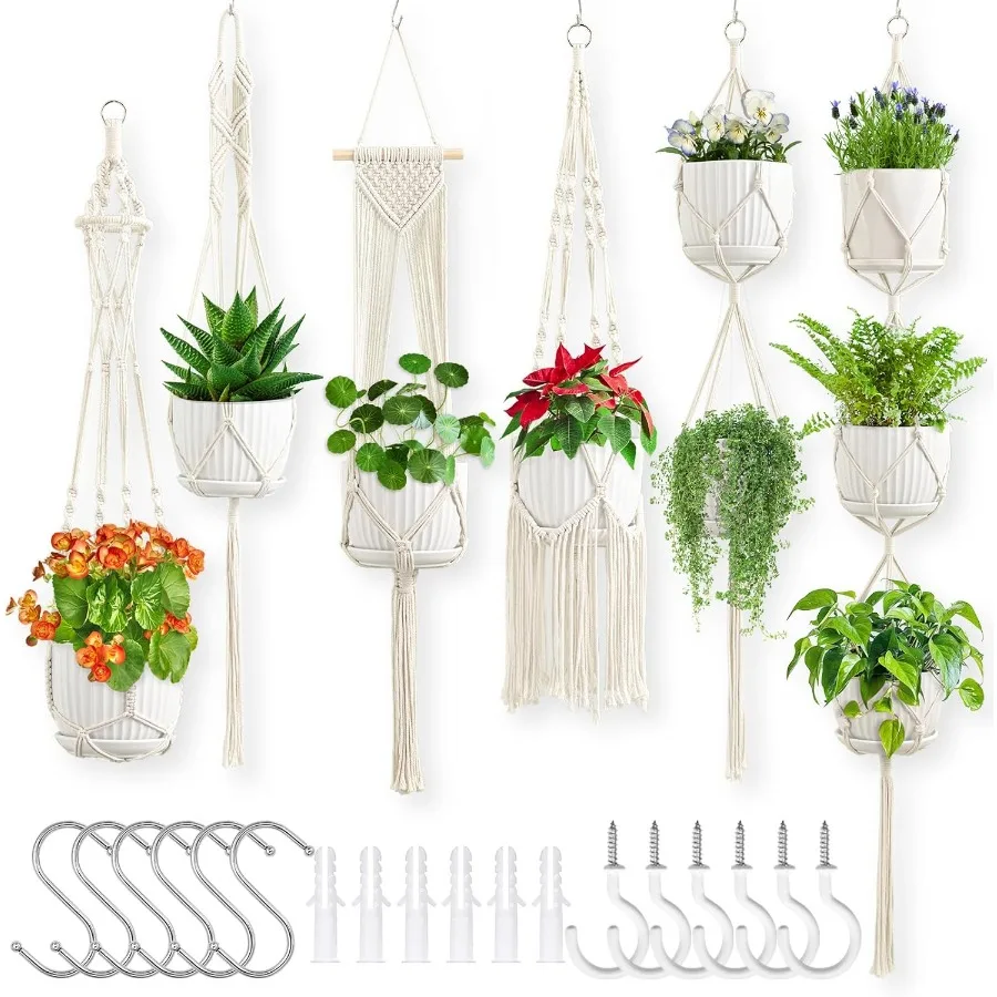 Macrame Plant Hangers 6Pack Hanging Plant Holders Indoor w 6 Set Hooks Handmade Cn Rope Plant Hangers Set Flower Pots Holder St
Macrame Plant Hangers 6Pack Hanging Plant Holders Indoor w 6 Set Hooks Handmade Cn Rope Plant Hangers Set Flower Pots Holder St