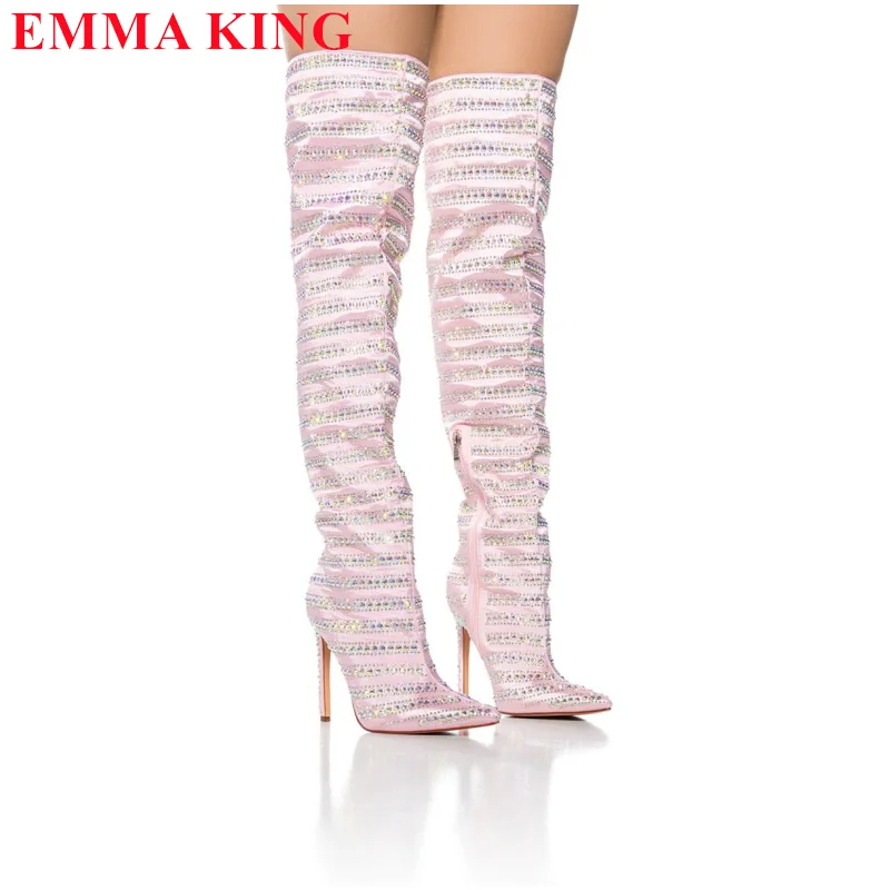 Fashion Satin Rhinestone Over The Knee Boots Woman High Heel Party Shoes Autumn Long Boots Female Pointed Toe Thigh High Boots
Fashion Satin Rhinestone Over The Knee Boots Woman High Heel Party Shoes Autumn Long Boots Female Pointed Toe Thigh High Boots