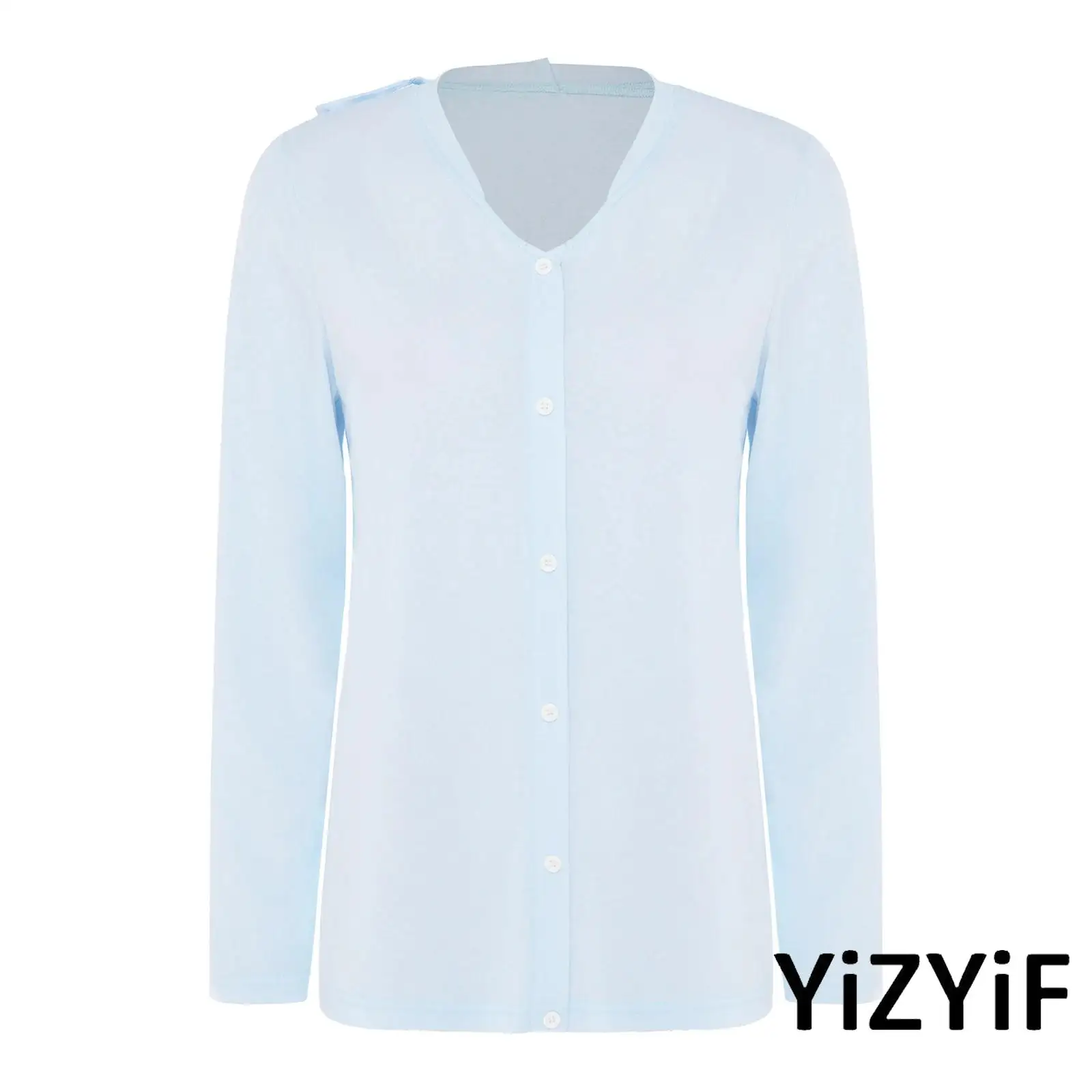 Elderly Adaptive T Shirt Blouse for Women Open Back Full Back Overlap V Neck Long Sleeves Buttons Decor Shirt Special Needs Wear
Elderly Adaptive T Shirt Blouse for Women Open Back Full Back Overlap V Neck Long Sleeves Buttons Decor Shirt Special Needs Wear