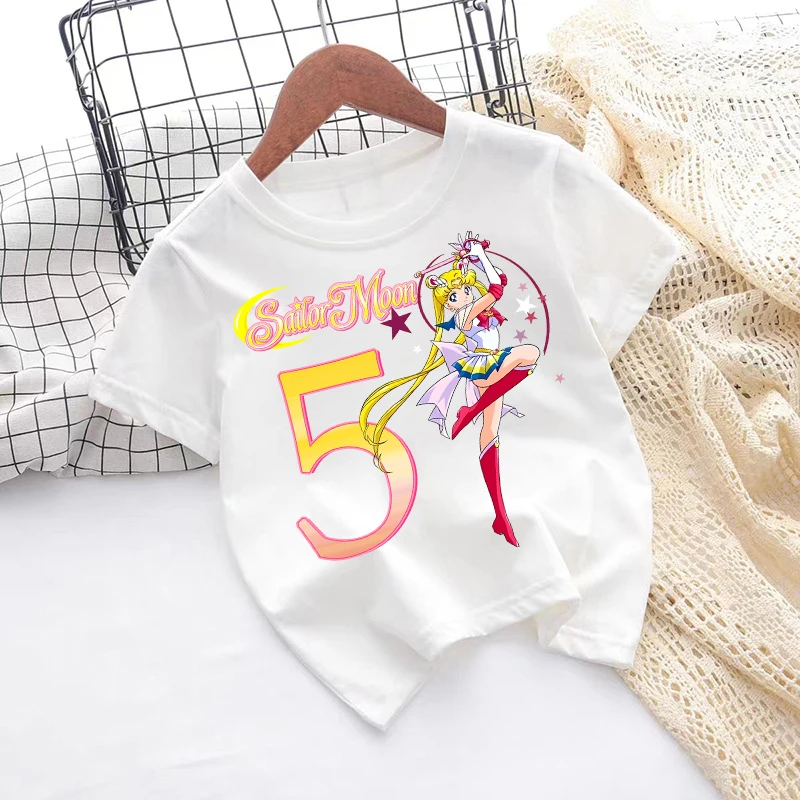 Sailor Moon Girl Birthday T-shirt Cute Cartoon Short Sleeve Children Anime Clothes Round Neck Tees Tops Party Supplies Gift New
Sailor Moon Girl Birthday T-shirt Cute Cartoon Short Sleeve Children Anime Clothes Round Neck Tees Tops Party Supplies Gift New