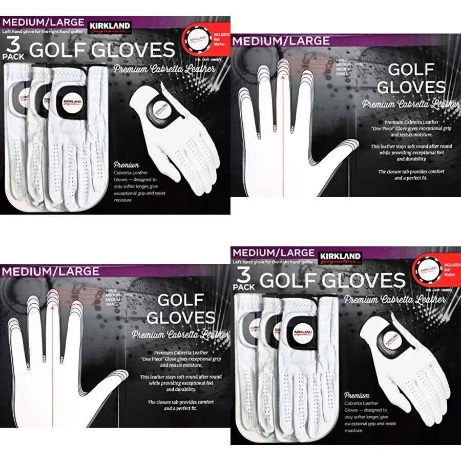 Signature Men's Golf Gloves Premium Cabretta Leather, Medium/Large, 3 Pack
Signature Men's Golf Gloves Premium Cabretta Leather, Medium/Large, 3 Pack
