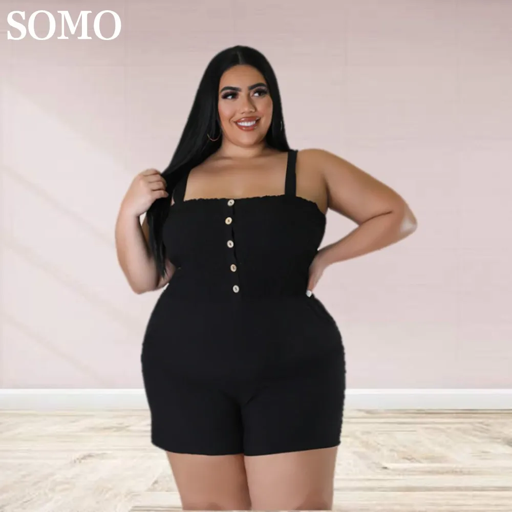 SOMO Elasticity Plus Size Jumpsuit Shorts Fashion Button Patchwork Slim Sexy Halter One Piece Outfits Wholesale Dropshipping
SOMO Elasticity Plus Size Jumpsuit Shorts Fashion Button Patchwork Slim Sexy Halter One Piece Outfits Wholesale Dropshipping