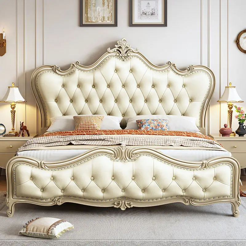 Light Luxury French Solid Wood Leather double bed Modern Luxury bedroom beds and bed frames 180x200cm full size frame Furniture
Light Luxury French Solid Wood Leather double bed Modern Luxury bedroom beds and bed frames 180x200cm full size frame Furniture