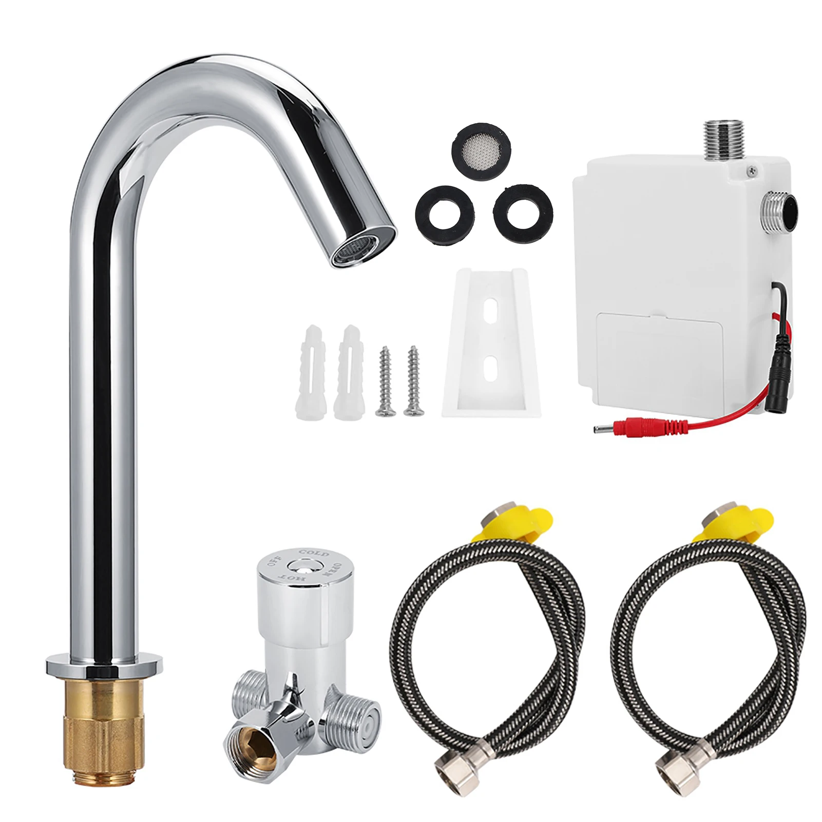 Basin Water Tap Bathroom Supplies G1/2in Automatic Infrared Induction Sensor Faucet Hot and Cold Water Tap for Home 23cm Height
Basin Water Tap Bathroom Supplies G1/2in Automatic Infrared Induction Sensor Faucet Hot and Cold Water Tap for Home 23cm Height