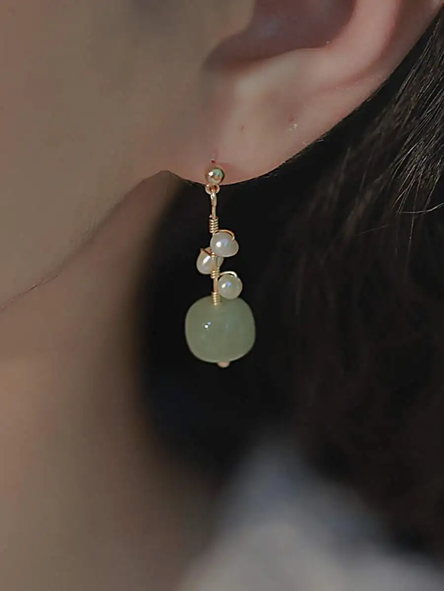 Faux Jade And Pearl Drop Earrings For Women
Faux Jade And Pearl Drop Earrings For Women