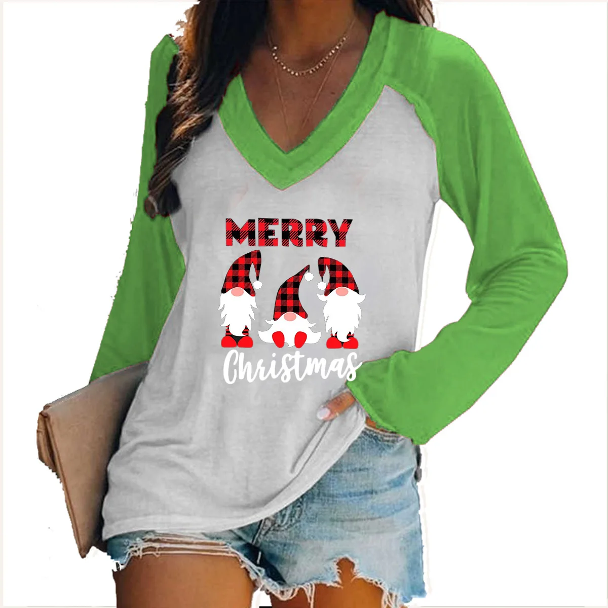 Women's long sleeved V-neck contrasting color patchwork casual oversized T-shirt top versatile temperament and personality
Women's long sleeved V-neck contrasting color patchwork casual oversized T-shirt top versatile temperament and personality