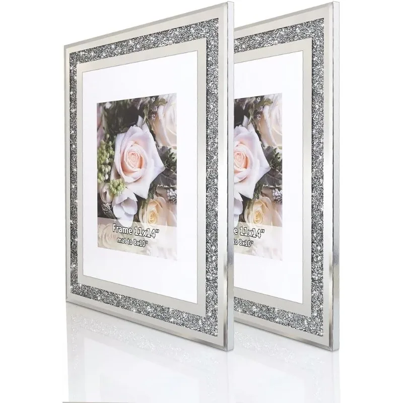 Crushed Diamond Wedding Mirror Photo Frame, Crystal Silver Glass Picture Frame For Photograph Size 11x14 inch
Crushed Diamond Wedding Mirror Photo Frame, Crystal Silver Glass Picture Frame For Photograph Size 11x14 inch
