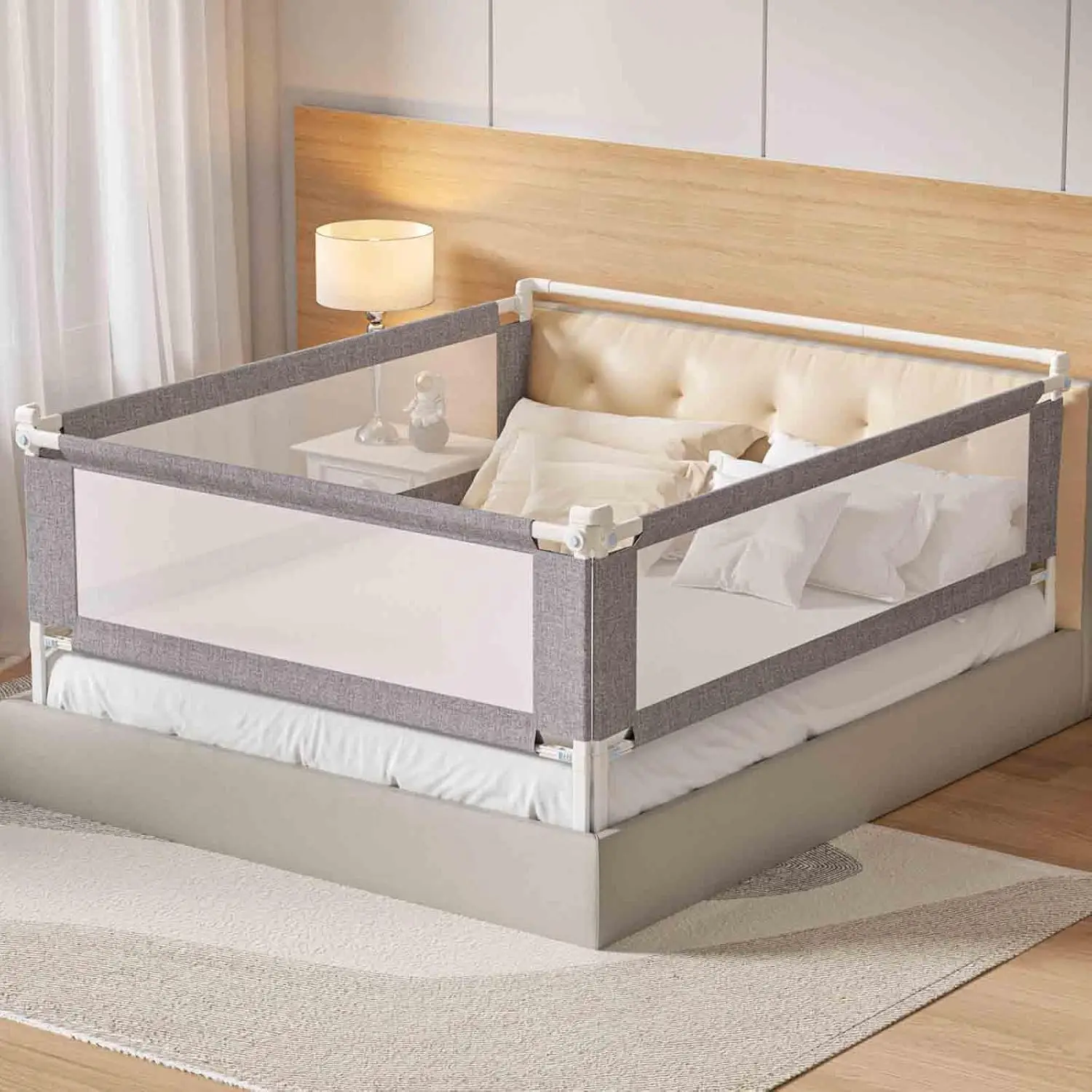 3-Piece King Size Adjustable Bed Rail for Toddlers with Child Lock, Safety Guard and Headboard Rod (78.74x78.74x74.8 Inch)
3-Piece King Size Adjustable Bed Rail for Toddlers with Child Lock, Safety Guard and Headboard Rod (78.74x78.74x74.8 Inch)
