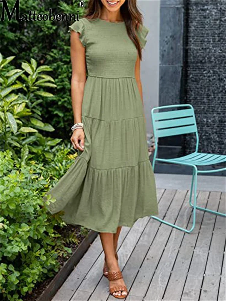 Summer Boho Short Sleeve Long Dress Vintage Women O Neck Solid Sundress Kaftan Beach Dresses Casual Party Vestido Robe Femme
Summer Boho Short Sleeve Long Dress Vintage Women O Neck Solid Sundress Kaftan Beach Dresses Casual Party Vestido Robe Femme